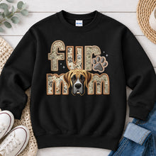 Load image into Gallery viewer, Fur Mom Great Dane Fawn dog lover design on Black crewneck sweatshirt
