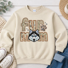 Load image into Gallery viewer, Fur Mom Husky dog lover design on Sand crewneck sweatshirt