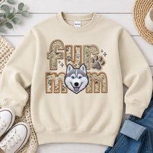 Load image into Gallery viewer, Fur Mom Husky White dog lover design on Sand crewneck sweatshirt