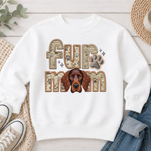 Load image into Gallery viewer, Fur Mom Irish Setter dog lover design on White crewneck sweatshirt