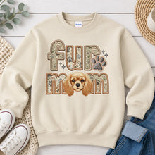 Load image into Gallery viewer, Fur Mom King Charles Poodle Mix dog lover design on Sand crewneck sweatshirt