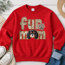 Load image into Gallery viewer, Fur Mom King Charles Spaniel dog lover design on Red crewneck sweatshirt