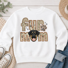 Load image into Gallery viewer, Fur Mom Lab German Shepherd Mix dog lover design on White crewneck sweatshirt