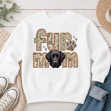 Load image into Gallery viewer, Fur Mom Labrador Black dog lover design on White crewneck sweatshirt
