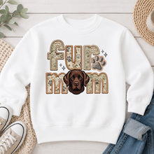 Load image into Gallery viewer, Fur Mom Labrador Chocolate dog lover design on White crewneck sweatshirt