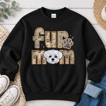 Load image into Gallery viewer, Fur Mom Maltese Short Hair dog lover design on Black crewneck sweatshirt