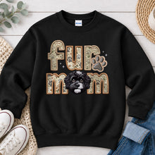 Load image into Gallery viewer, Fur Mom Maltipoo dog lover design on Black crewneck sweatshirt