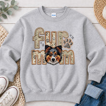 Load image into Gallery viewer, Fur Mom Merle Mudi Brown dog lover design on Ash Grey crewneck sweatshirt