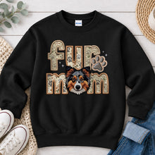 Load image into Gallery viewer, Fur Mom Merle Mudi Brown dog lover design on Black crewneck sweatshirt