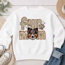 Load image into Gallery viewer, Fur Mom Merle Mudi Brown dog lover design on White crewneck sweatshirt