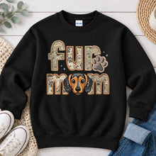 Load image into Gallery viewer, Fur Mom Mini Dachshund dog lover design on Black crewneck sweatshirt
