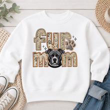 Load image into Gallery viewer, Fur Mom Pitbull Blue dog lover design on White crewneck sweatshirt
