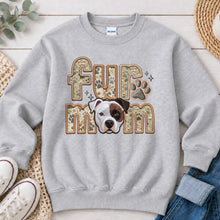Load image into Gallery viewer, Fur Mom Pitbull Brown Patch dog lover design on Ash Grey crewneck sweatshirt