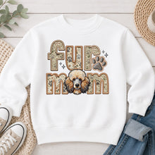 Load image into Gallery viewer, Fur Mom Poodle dog lover design on White crewneck sweatshirt