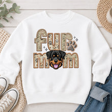 Load image into Gallery viewer, Fur Mom Rottweiler dog lover design on White crewneck sweatshirt