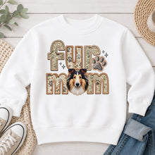 Load image into Gallery viewer, Fur Mom Rough Collie dog lover design on White crewneck sweatshirt