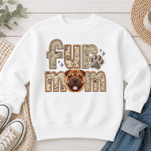 Load image into Gallery viewer, Fur Mom Shar Pei dog lover design on White crewneck sweatshirt