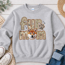 Load image into Gallery viewer, Fur Mom Shiba Inu dog lover design on Ash Grey crewneck sweatshirt