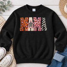 Load image into Gallery viewer, Embroidered Patchwork Mama Mom & Family design on Black crewneck sweatshirt