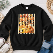 Load image into Gallery viewer, All Booked For Fall Fall design on Black crewneck sweatshirt