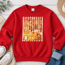 Load image into Gallery viewer, All Booked For Fall Fall design on Red crewneck sweatshirt