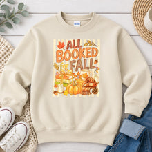 Load image into Gallery viewer, All Booked For Fall Fall design on Sand crewneck sweatshirt