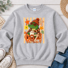 Load image into Gallery viewer, Cozy Season Alligator Fall design on Ash Grey crewneck sweatshirt