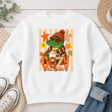 Load image into Gallery viewer, Cozy Season Alligator Fall design on White crewneck sweatshirt