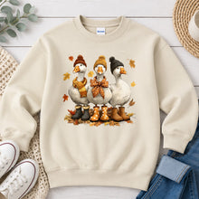 Load image into Gallery viewer, Fall Geese Hats Fall design on Sand crewneck sweatshirt