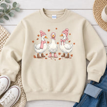 Load image into Gallery viewer, Fall Geese Trio Fall design on Sand crewneck sweatshirt