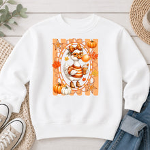 Load image into Gallery viewer, Latte Goose Heart Sunglasses Oval Fall design on White crewneck sweatshirt