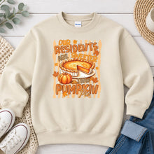 Load image into Gallery viewer, Our Residents Are Sweeter Than Pumpkin Pie Fall design on Sand crewneck sweatshirt