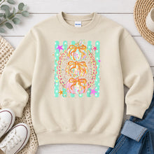 Load image into Gallery viewer, Pastel Pumpkins With Bows Fall design on Sand crewneck sweatshirt