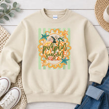Load image into Gallery viewer, Pumpkin Season Green Stripes Fall design on Sand crewneck sweatshirt