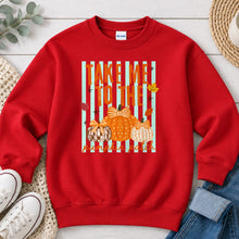 Load image into Gallery viewer, Take Me To The Pumpkin Patch Bow Fall design on Red crewneck sweatshirt