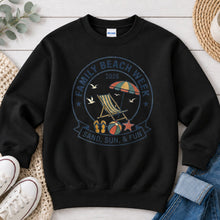 Load image into Gallery viewer, Family Beach Week 2026 Summer design on Black crewneck sweatshirt