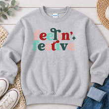 Load image into Gallery viewer, Feelin' Festive Christmas design on Ash Grey crewneck sweatshirt