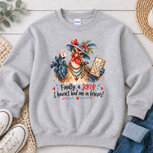 Load image into Gallery viewer, Finally A Joker Chicken Graphic design on Ash Grey crewneck sweatshirt