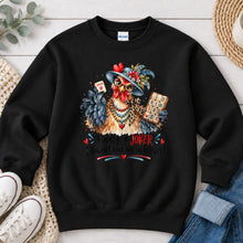 Load image into Gallery viewer, Finally A Joker Chicken Graphic design on Black crewneck sweatshirt