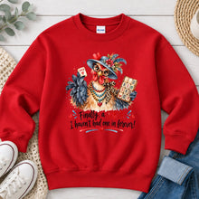 Load image into Gallery viewer, Finally A Joker Chicken Graphic design on Red crewneck sweatshirt