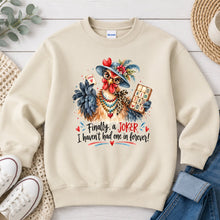 Load image into Gallery viewer, Finally A Joker Chicken Graphic design on Sand crewneck sweatshirt