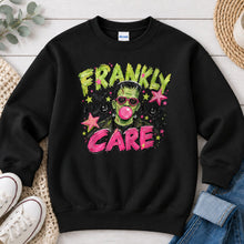 Load image into Gallery viewer, Frankly I Do Not Care Halloween design on Black crewneck sweatshirt