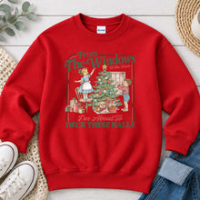 Load image into Gallery viewer, From The Windows To The Walls Deck These Halls Christmas design on Red crewneck sweatshirt