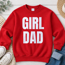 Load image into Gallery viewer, Girl Dad Mom & Family design on Red crewneck sweatshirt