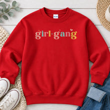 Load image into Gallery viewer, Girl Gang Graphic design on Red crewneck sweatshirt