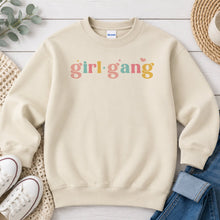Load image into Gallery viewer, Girl Gang Graphic design on Sand crewneck sweatshirt