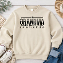 Load image into Gallery viewer, Grandma Mode All Day Every Day Mom & Family design on Sand crewneck sweatshirt