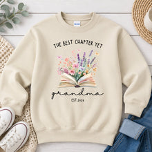 Load image into Gallery viewer, Grandma The Best Chapter Yet Mom & Family design on Sand crewneck sweatshirt