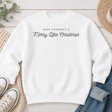 Load image into Gallery viewer, Have Yourself A Merry Little Christmas Christmas design on White crewneck sweatshirt