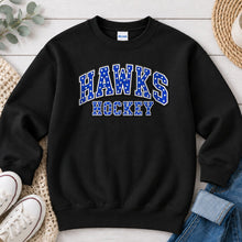 Load image into Gallery viewer, Hawks Hockey Sports design on Black crewneck sweatshirt